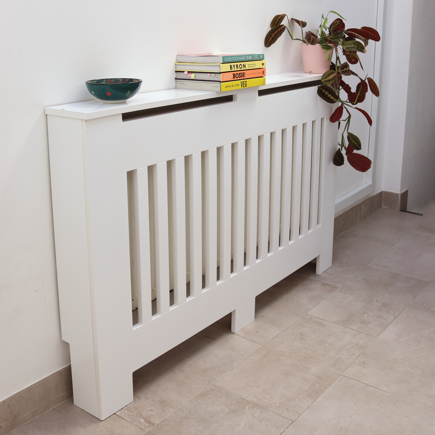 Custom Sized Radiator Cover: Wide Gap Vertical Slats