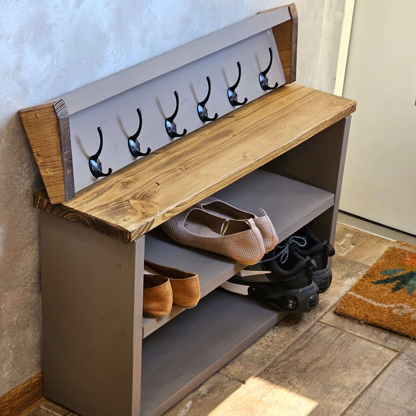 Coat Hook and Shoe Rack Storage Wide