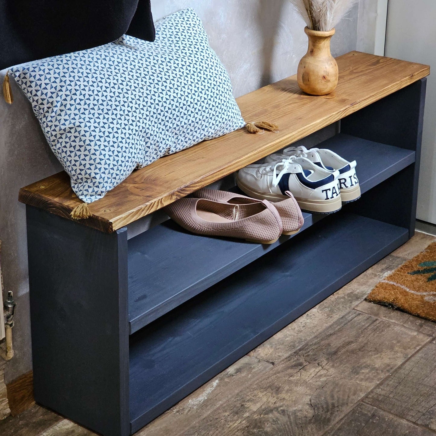 Wooden Shoe Storage Bench Narrow