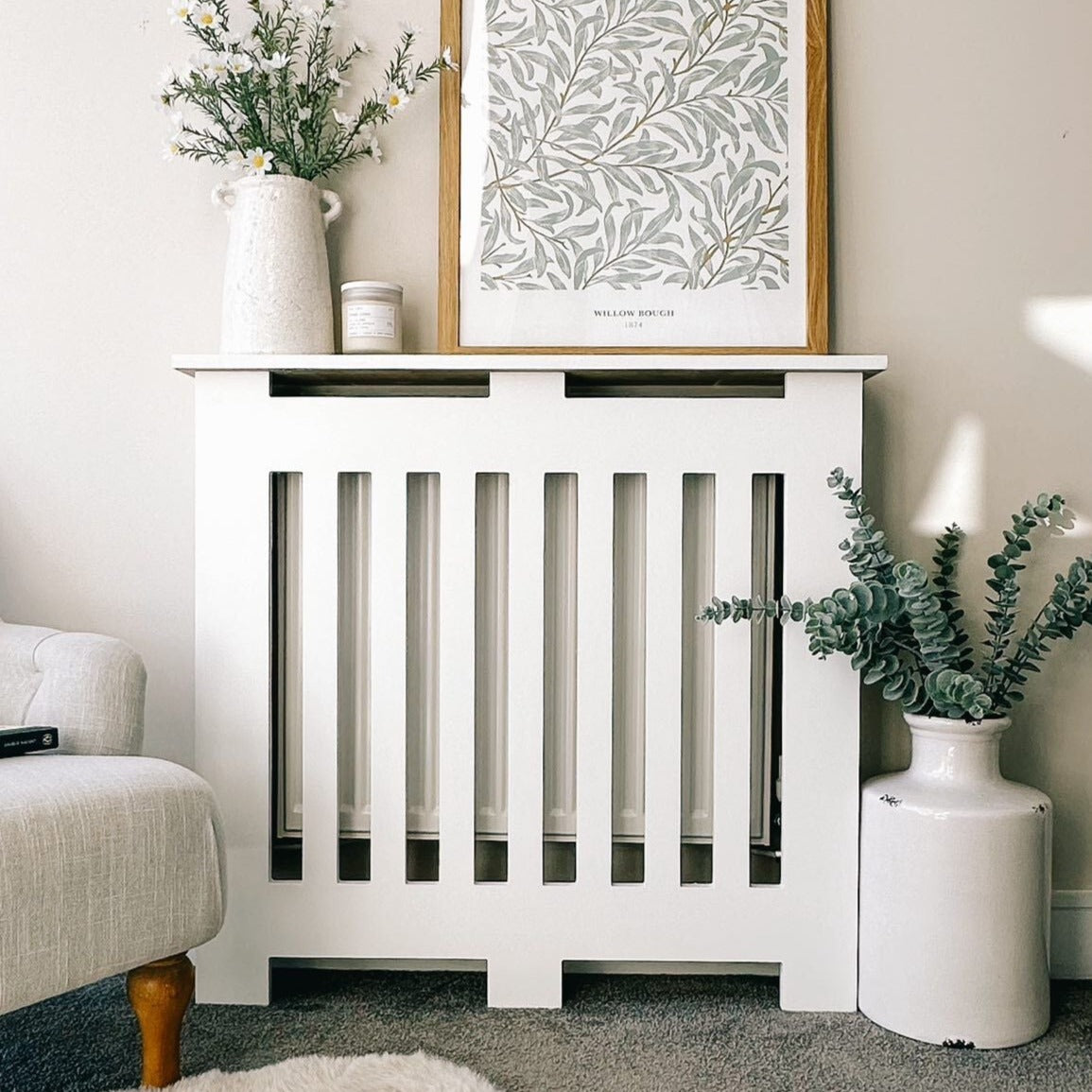 Custom Sized Radiator Cover: Wide Gap Vertical Slats