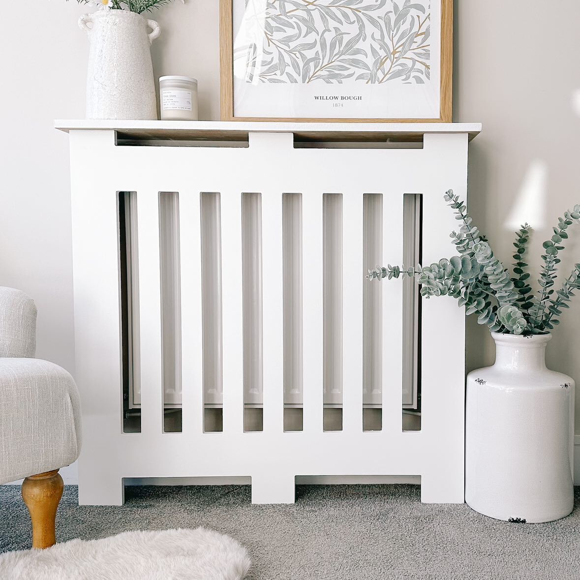 Custom Sized Radiator Cover: Wide Gap Vertical Slats