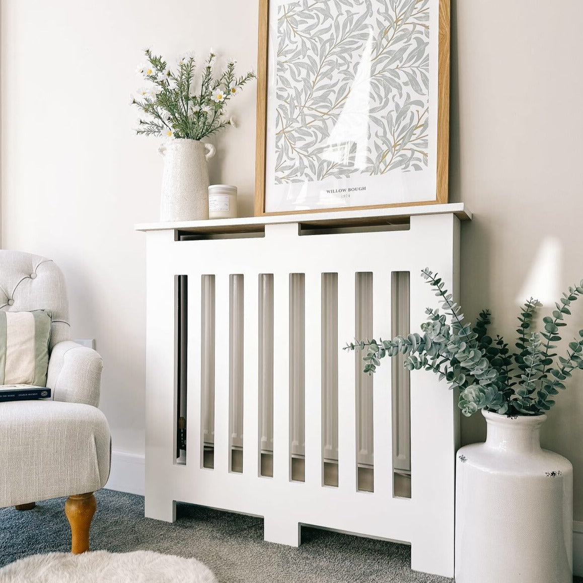 Custom Sized Radiator Cover: Wide Gap Vertical Slats