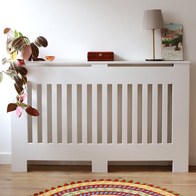 Custom Sized Radiator Cover: Wide Gap Vertical Slats