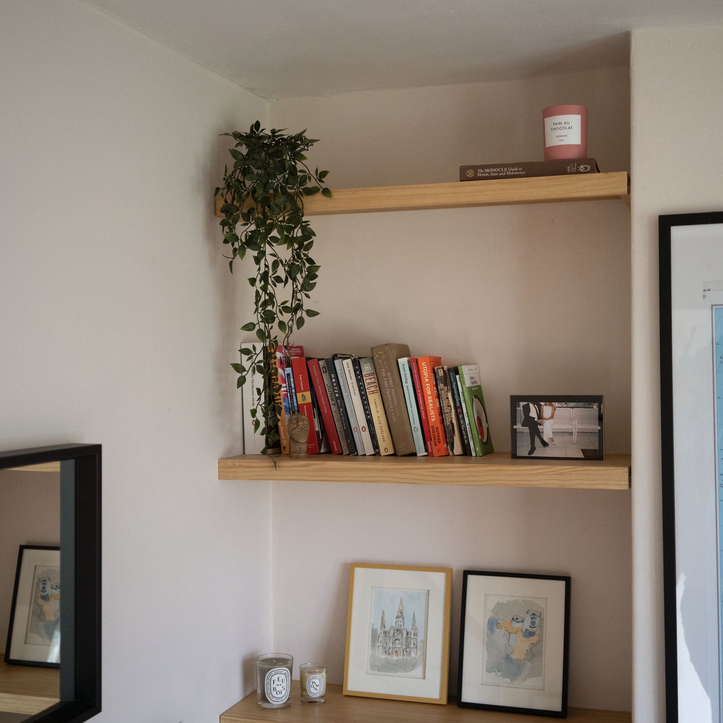 Solid Pine Wood Alcove Floating Shelves