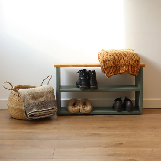 Wooden Shoe Storage Bench Narrow