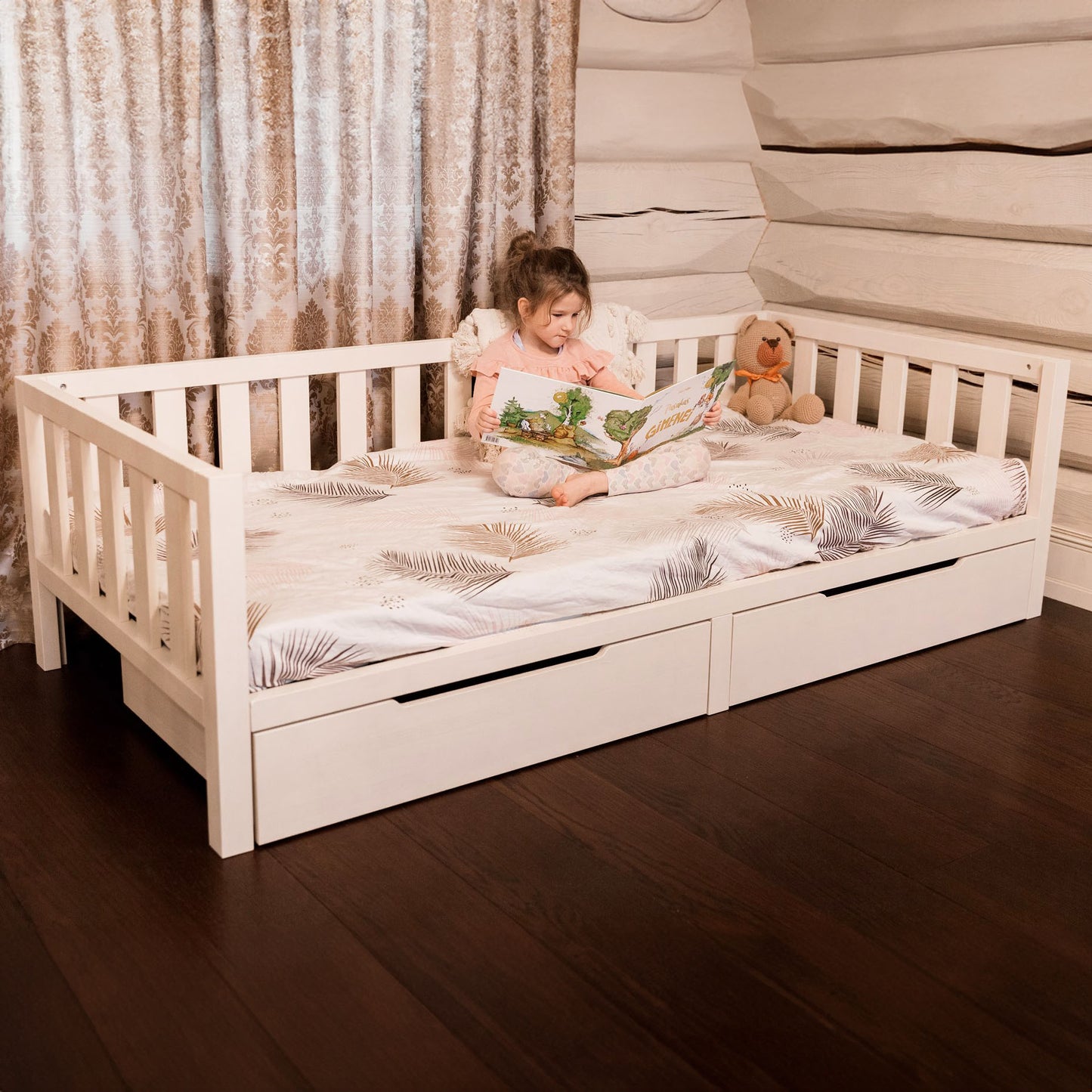 Toddler Bed On Legs and Mattress Bundle