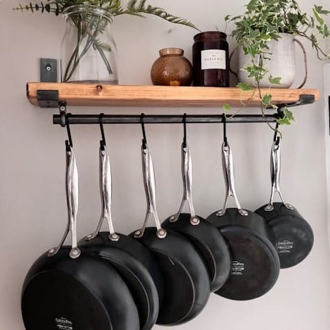 Rustic Scaffold Shelves with Utensil Rack