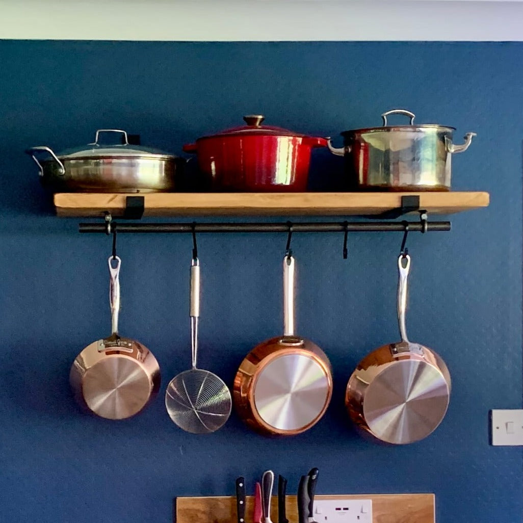 Rustic Scaffold Shelves with Utensil Rack