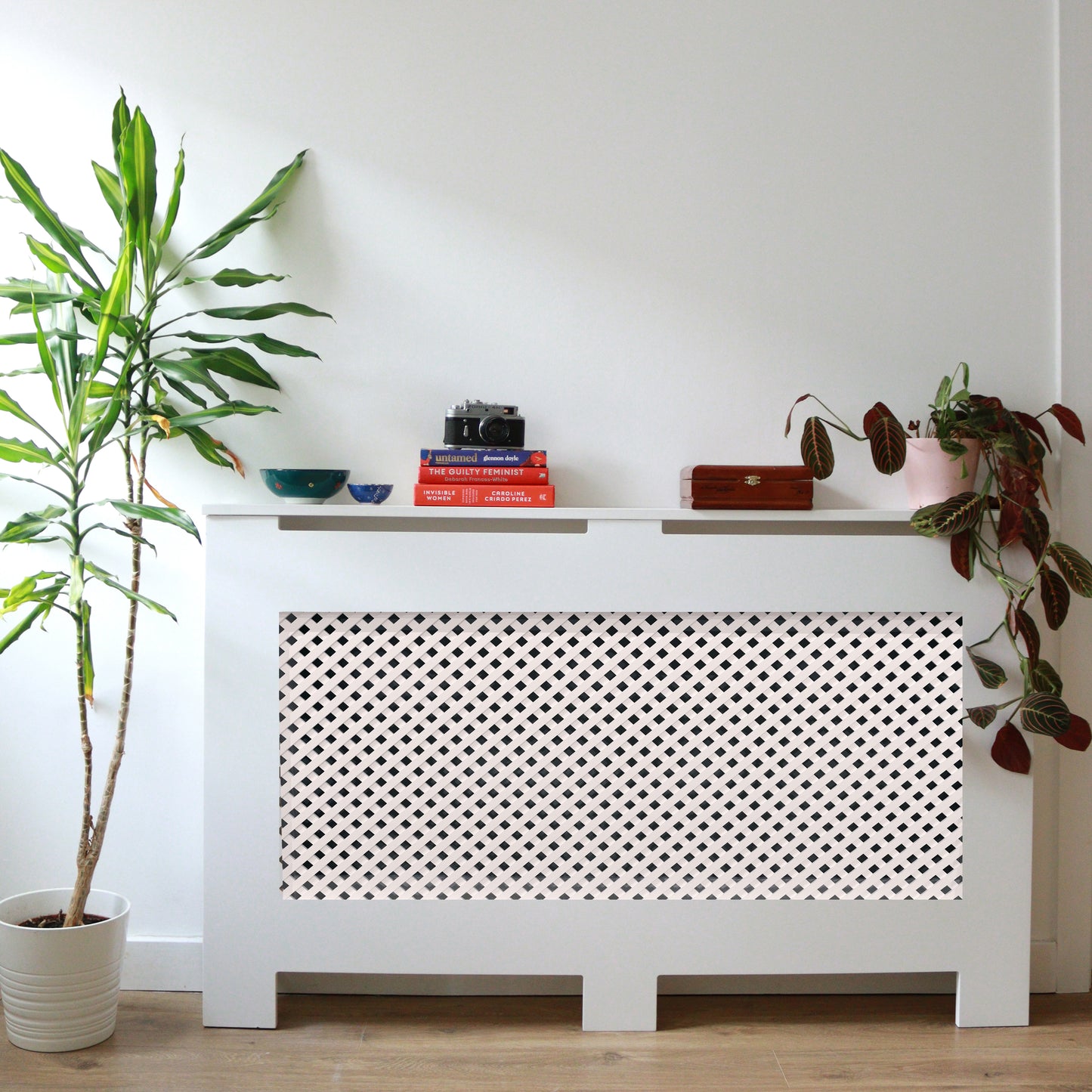 Custom Sized Radiator Cover: Lattice Grid Front